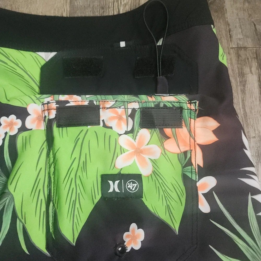 Hurley Board Shorts Men 38 Black Chicago White Sox Floral MLB Phantom Swim Trunk